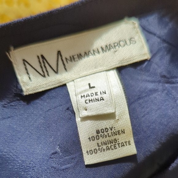 Neiman Marcus V Neck Embroidered Eyelet Dress Navy Blue L preppy summer - Picture 5 of 6